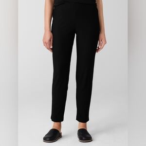 EILEEN FISHER | Washable Stretch Crepe Pant Slim Fit, Ankle Length Solid Black
